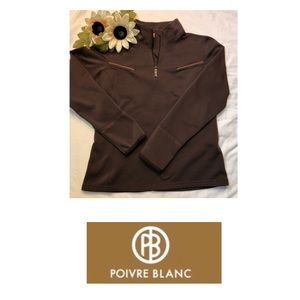 Poivre Blanc Stretch Pullover 3/4 Zipper Brown